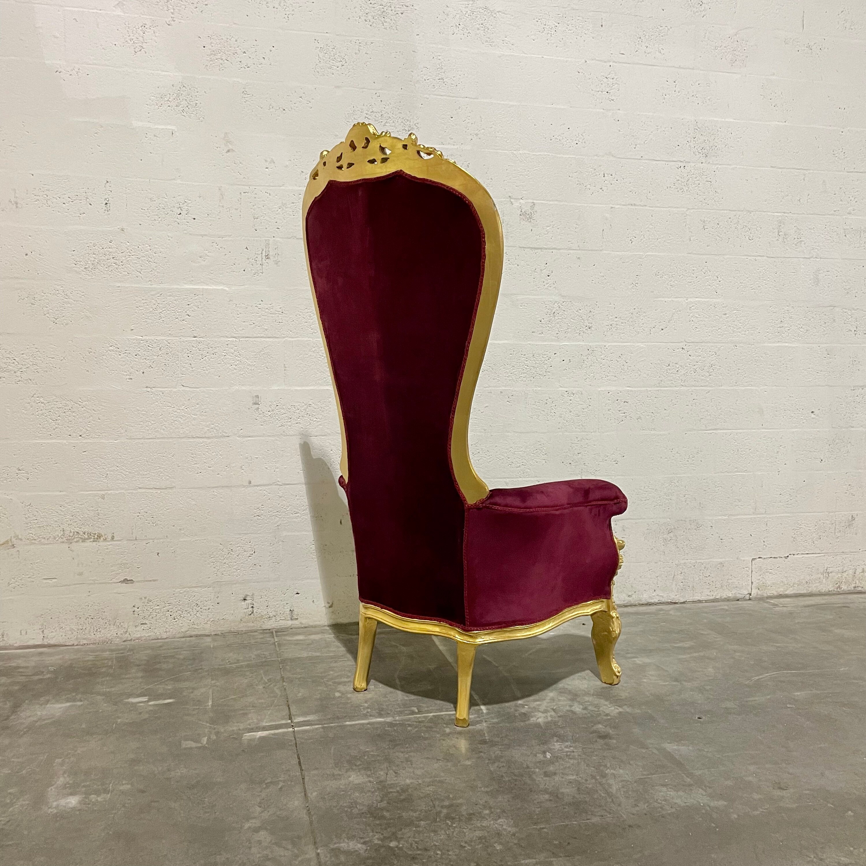 Gold Throne Chair Burgundy Velvet Chair French Tufted Chair Throne