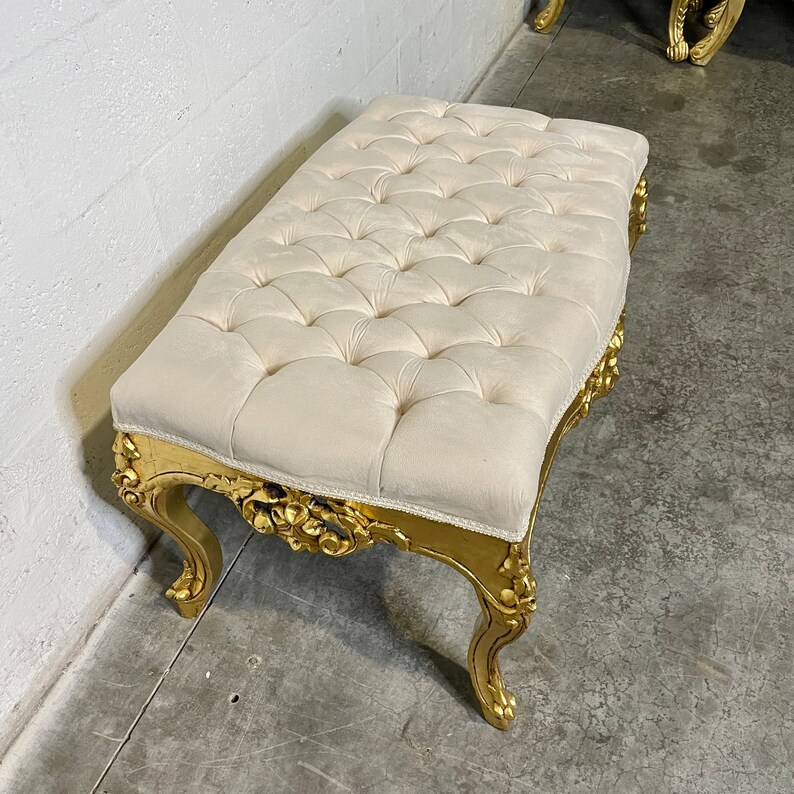 French Tufted Bench Chair French Bench Tufted Bench Vintage - Etsy