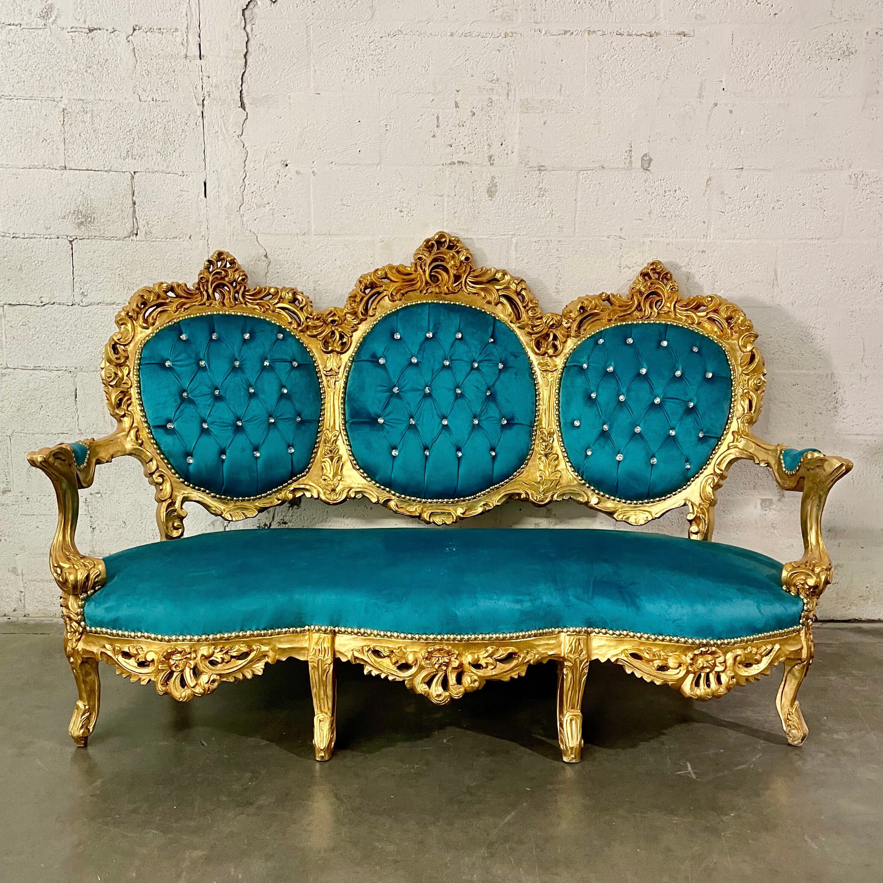 French Chair Tufted Sofa Vintage Chair 5 Piece Set Available Etsy