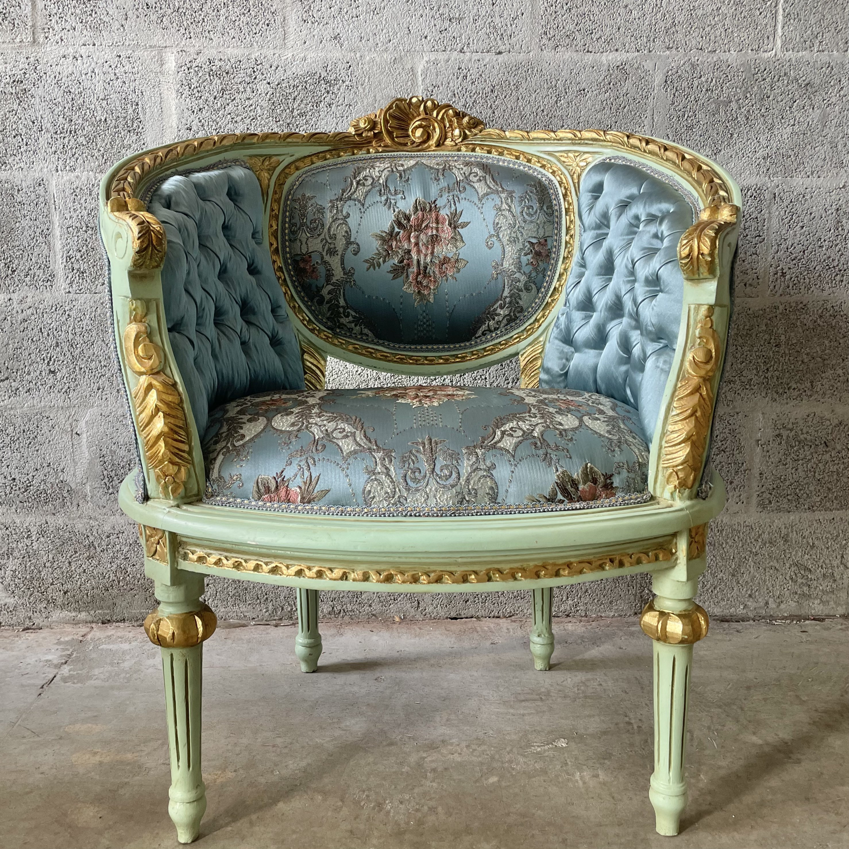 Rococo Furniture Settee Baroque Chairs Baroque Furniture Chairs Antique  Furniture Rococo Tufted Chair Gold Leaf Tufted Teal Turquoise Fabric 