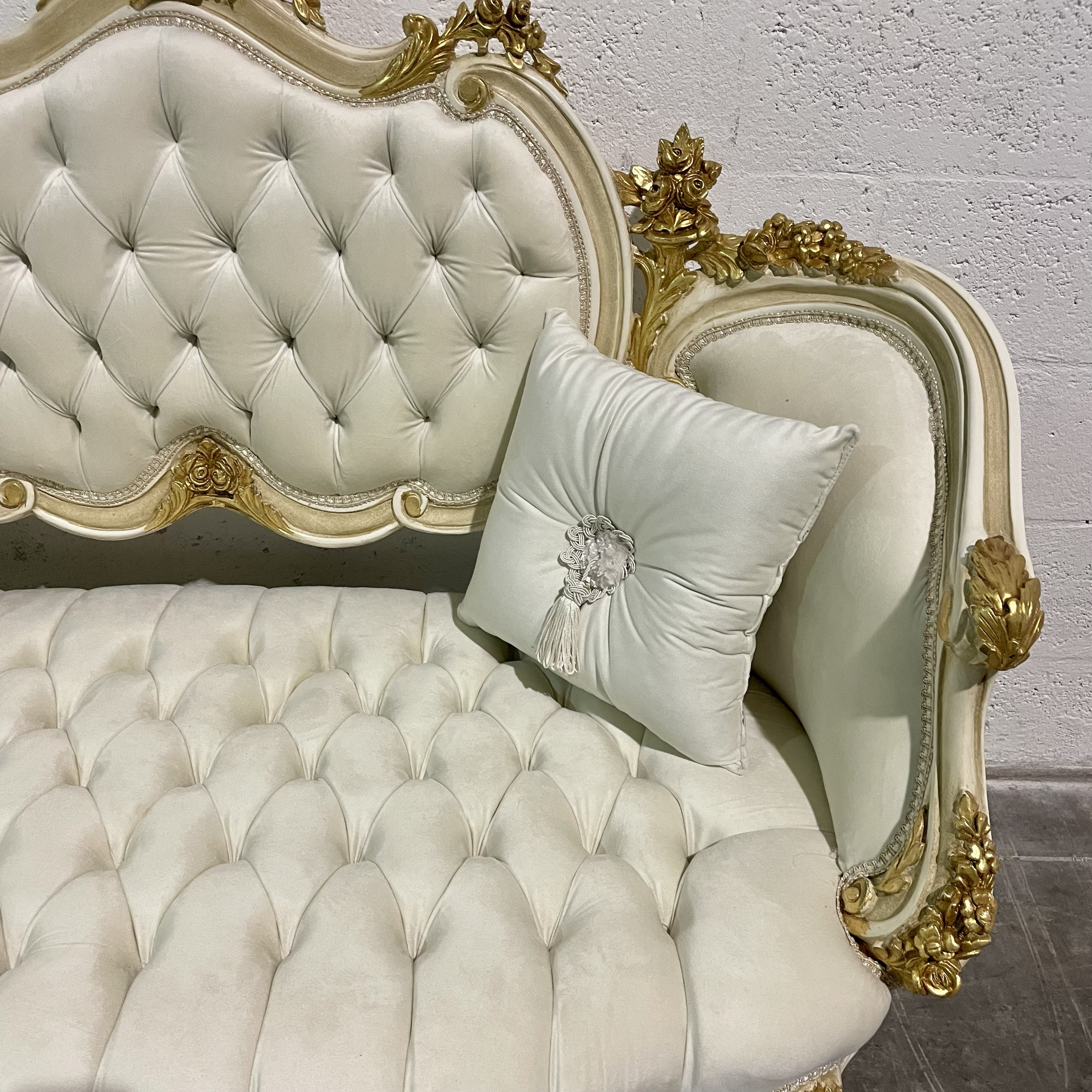 French Tufted Settee White Velvet Chair French Sofa Tufted | Etsy