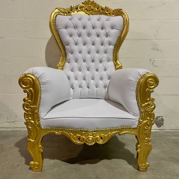 White and gold throne cheap chair