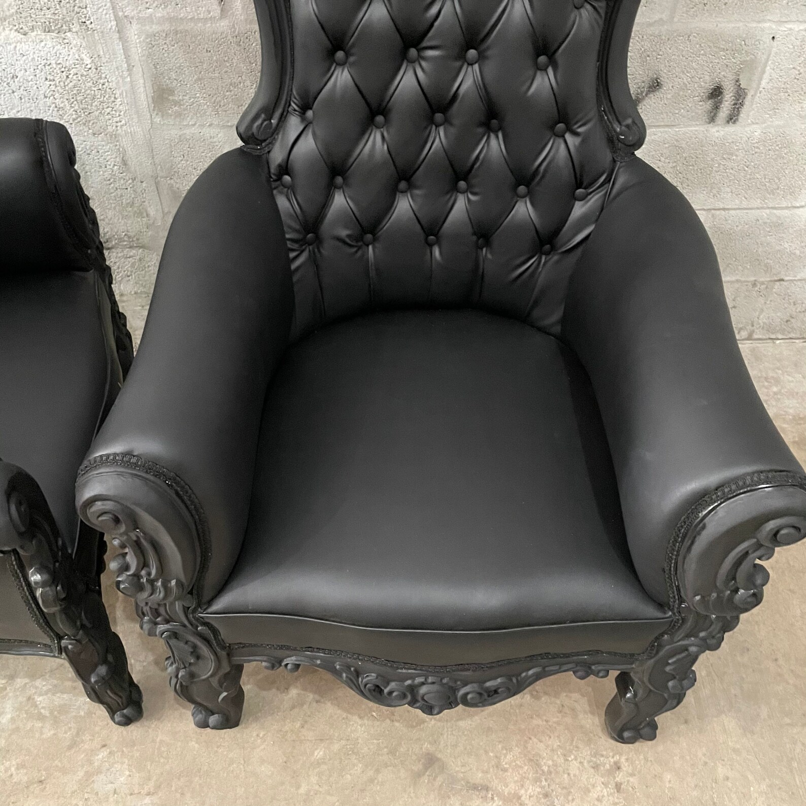 Black Throne Chair Black Leather Chair French Tufted Chair Etsy