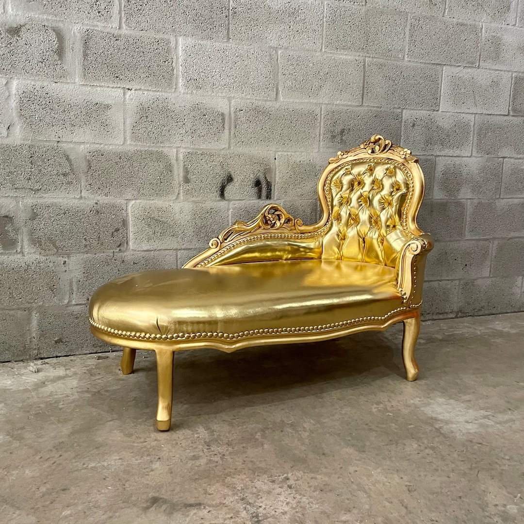 Vintage Chaise Lounge Furniture Sofa Gold Settee French Chaise Lounge