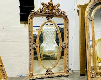 Mirror Baroque Style Mirror Rococo Mirror Antique Mirror 6 Feet Tall Gold Leaf Antique Furniture French Interior Design