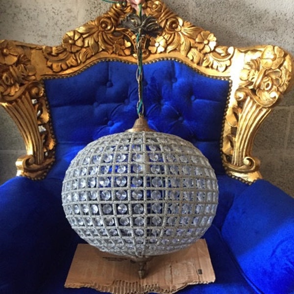 Large Sphere Chandelier 27" Round Empire Detailed Ball Chandelier Interior Design FREE SHIPPING *2 Available* USA Re-Wired