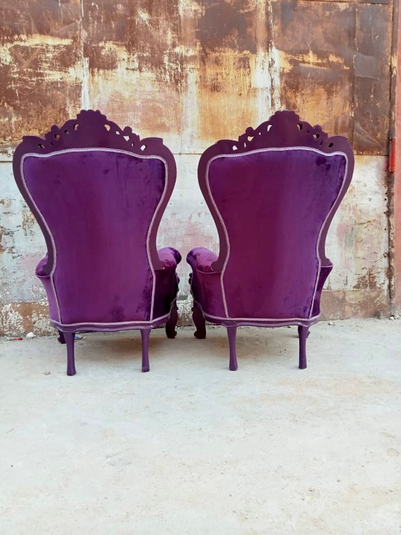 Purple Midsize Throne Chair Purple Velvet *2 IN STOCK* French Throne Chair Throne Purple Velvet