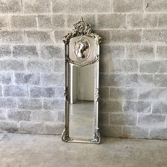 Baroque Mirror Antique Rococo Silver Leaf French Floor Woman Face Interior Design 2 Available
