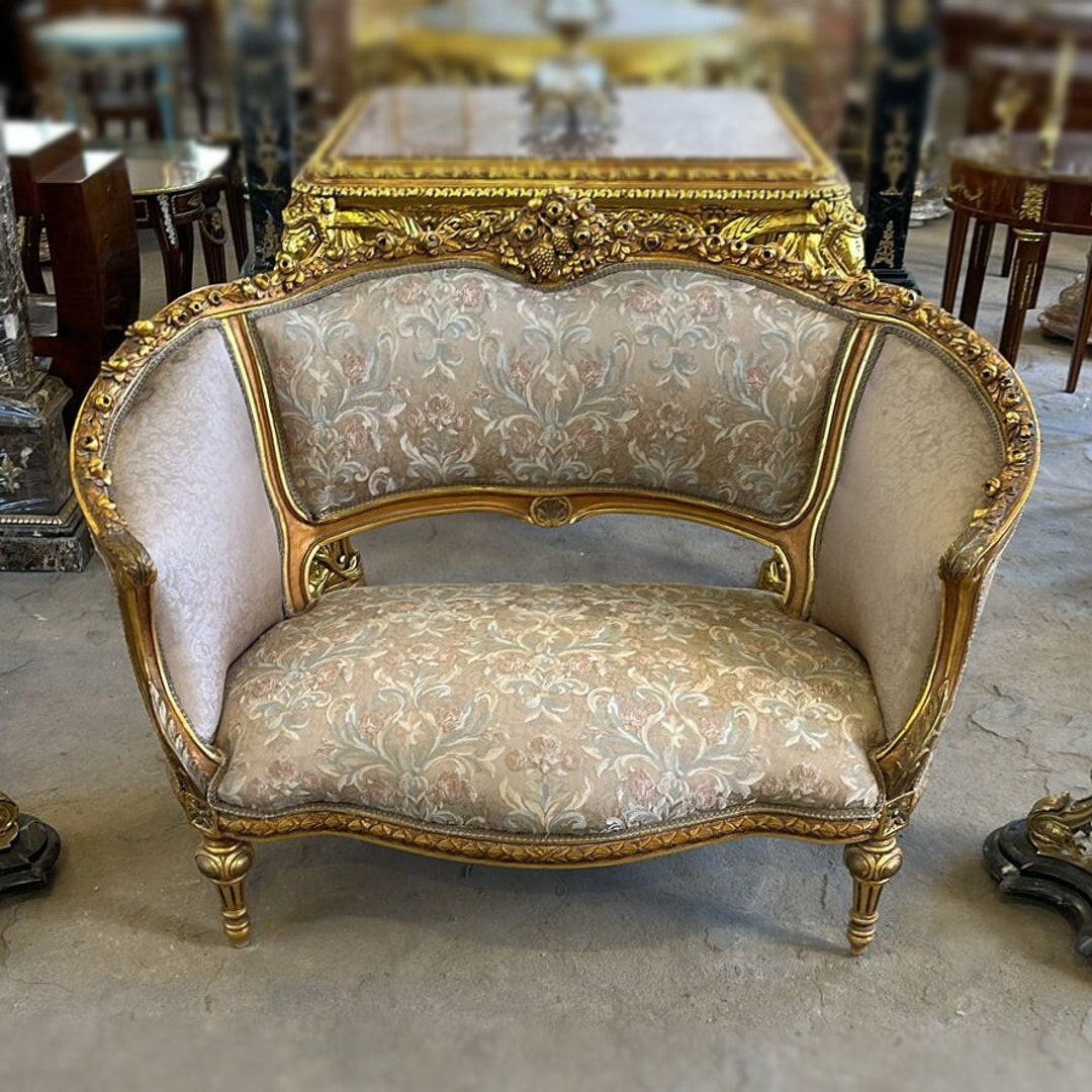 Bench Antique Furniture Settee Vintage 24k Gold Vintage Furniture Vintage Settee Vintage Sofa