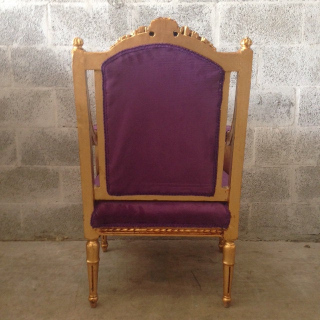 French Purple Chair Antique Louis XVI *1 Chair Available* Fauteuil Gold Leaf ReUpholster New