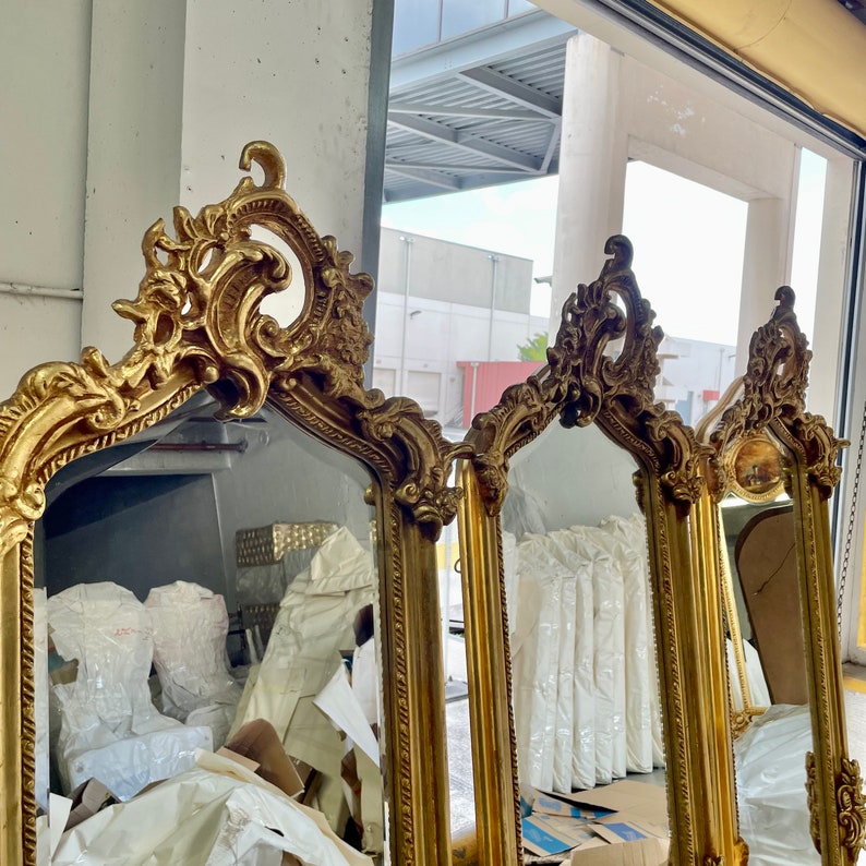 A Pair Vintage Mirror Refinished in Gold Leaf 70h Etsy