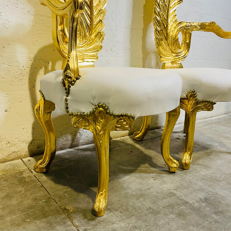 White Leather Vintage Chair French Chair Vintage Furniture Etsy