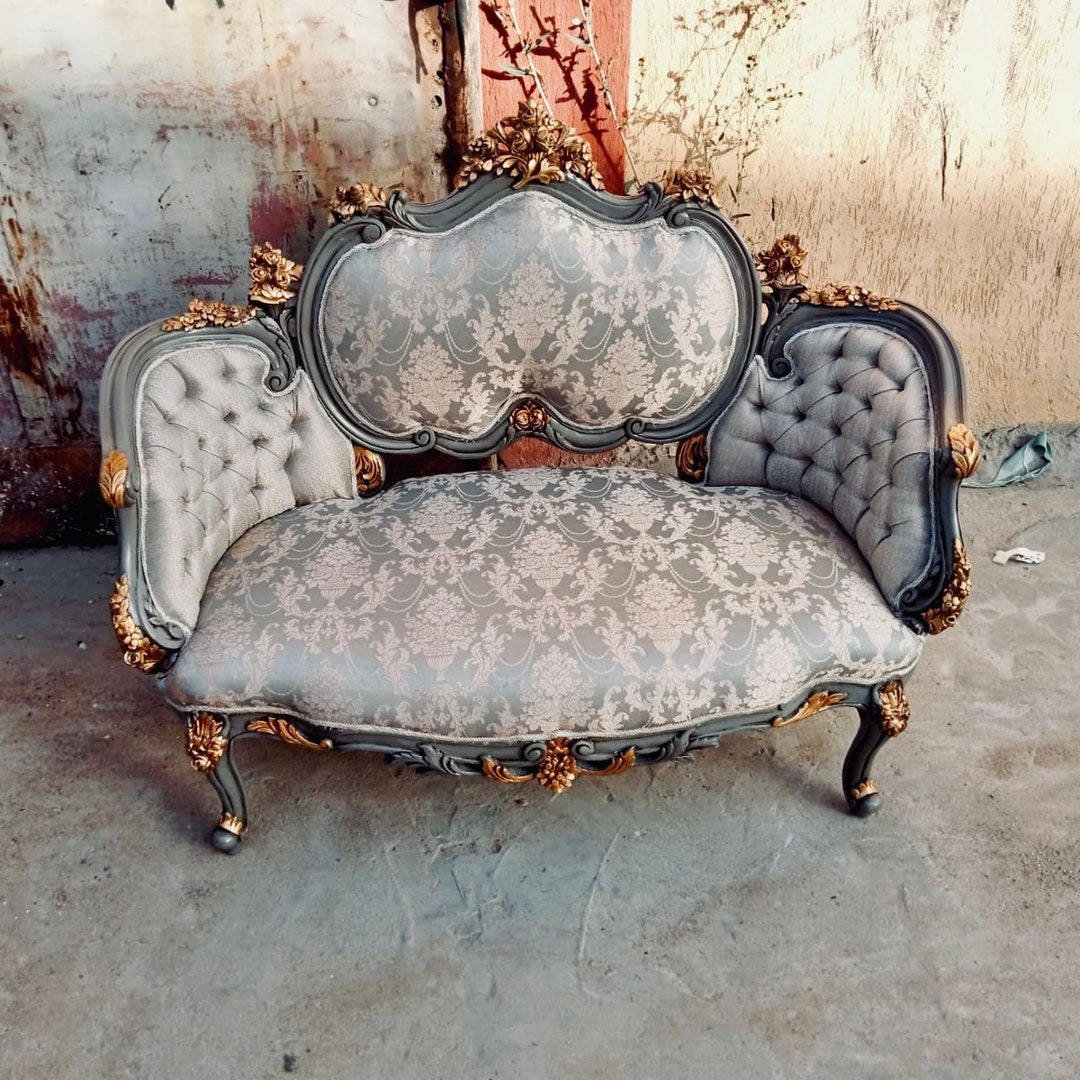 French Tufted Settee Sofa French Tufted Sofa Vintage Furniture Antique Baroque Furniture Rococo
