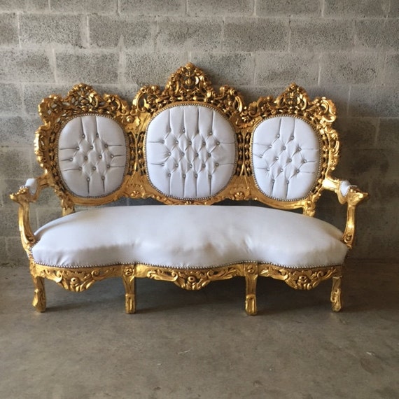 Gold Tufted Settee Throne Chair Antique Italian Rococo 4 Etsy