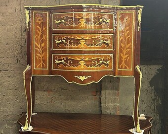 Copper Commode French Rococo Style Furniture Vintage 24k Gold Copper With Gold Leaf Details