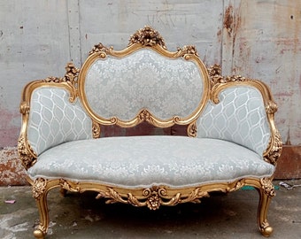 French Tufted Settee French Tufted Sofa Vintage Furniture Antique Baroque Furniture Rococo Interior Design Vintage