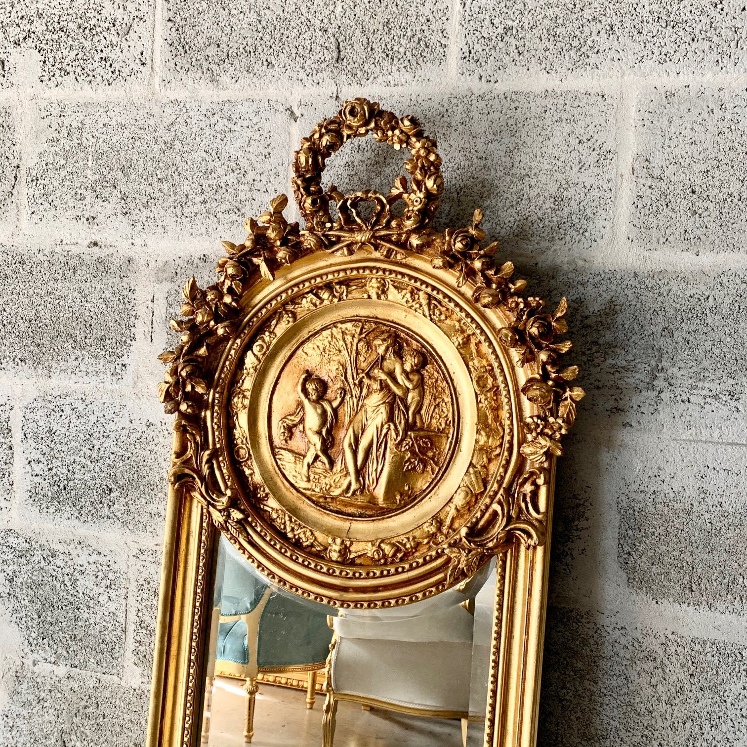 Baroque Mirror 1 LEFT Vintage Mirror Rococo Gold Leaf 70 Tall French