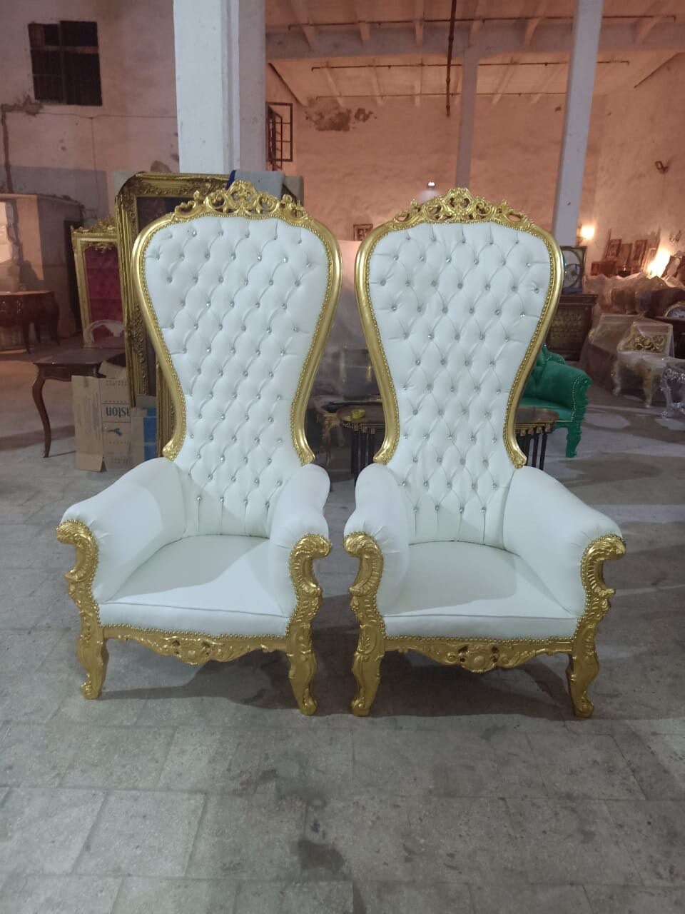 White Throne Chair White Leather Chair *2 LEFT* French Chair Throne