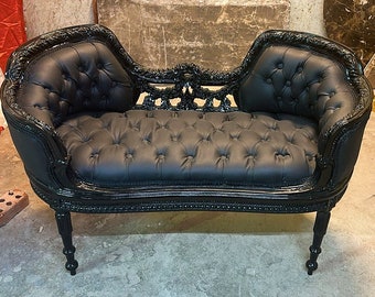 French Black Bench French Small Settee Vintage Bench Vintage Furniture Antique Baroque Furniture Rococo Interior Design Vintage Chair
