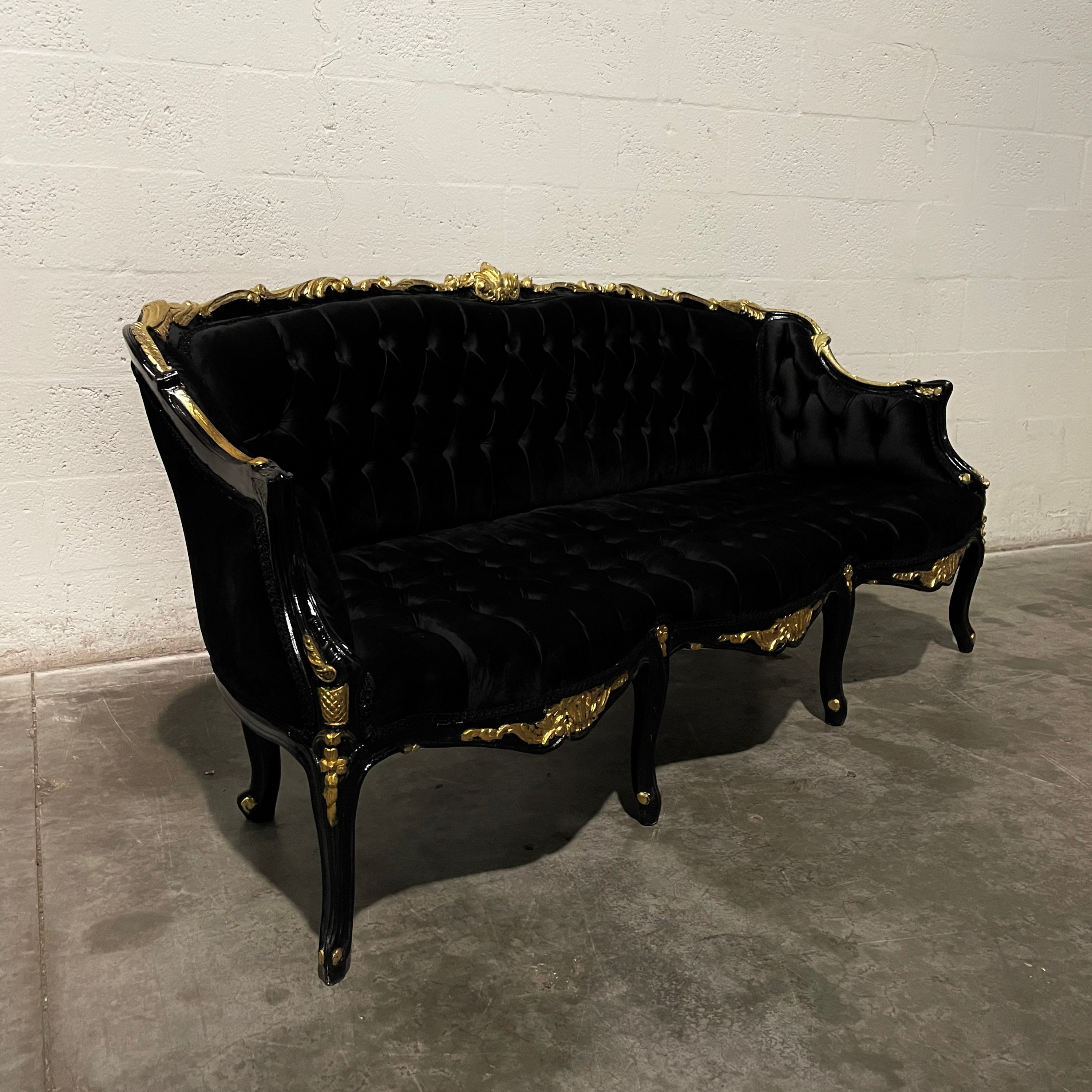 Baroque Throne Sofa Baroque Furniture Rococo Black Sofa Tufted Velvet