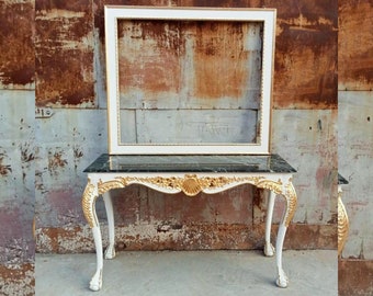 White and Gold Console *Only one available* French Table Marble Baroque Furniture Rococo French Louis XVI Style