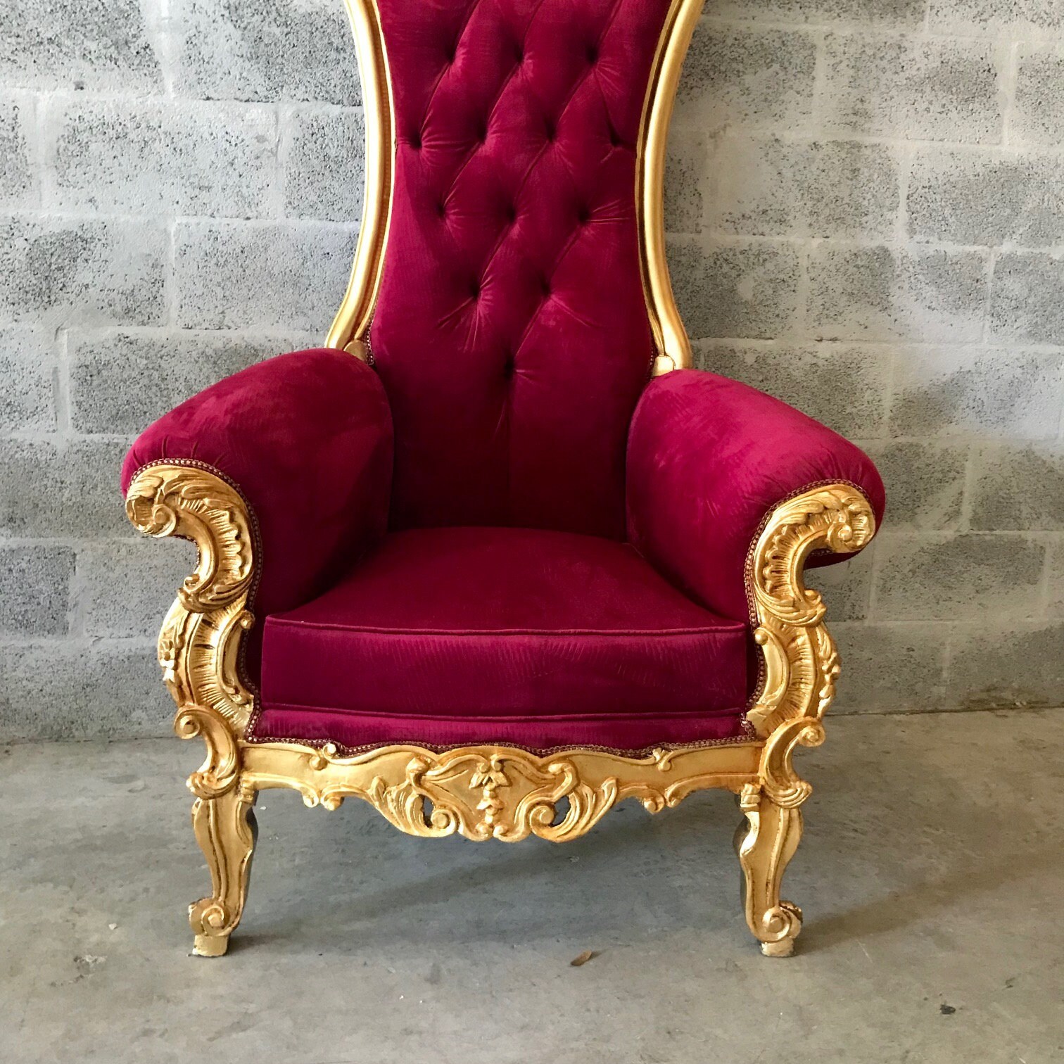 Red Throne Chair Dark Red Chair French Chair Throne Chair Reproduction