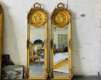 Baroque Mirror 1 LEFT Vintage Mirror Rococo Gold Leaf 70" Tall French Mirror Floor Mirror Interior Design Furniture Vintage Mirror