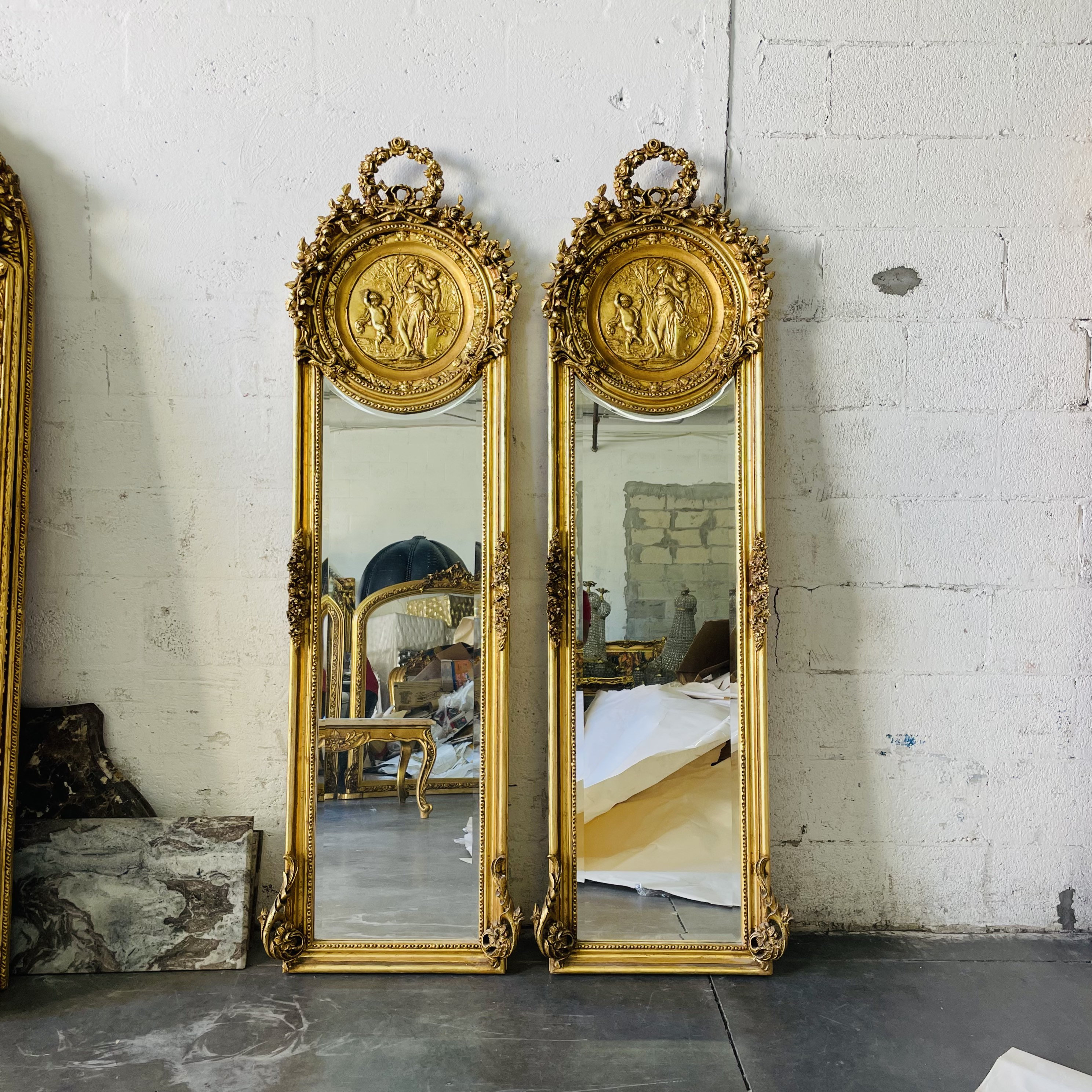 Baroque Mirror 1 LEFT Vintage Mirror Rococo Gold Leaf 70 