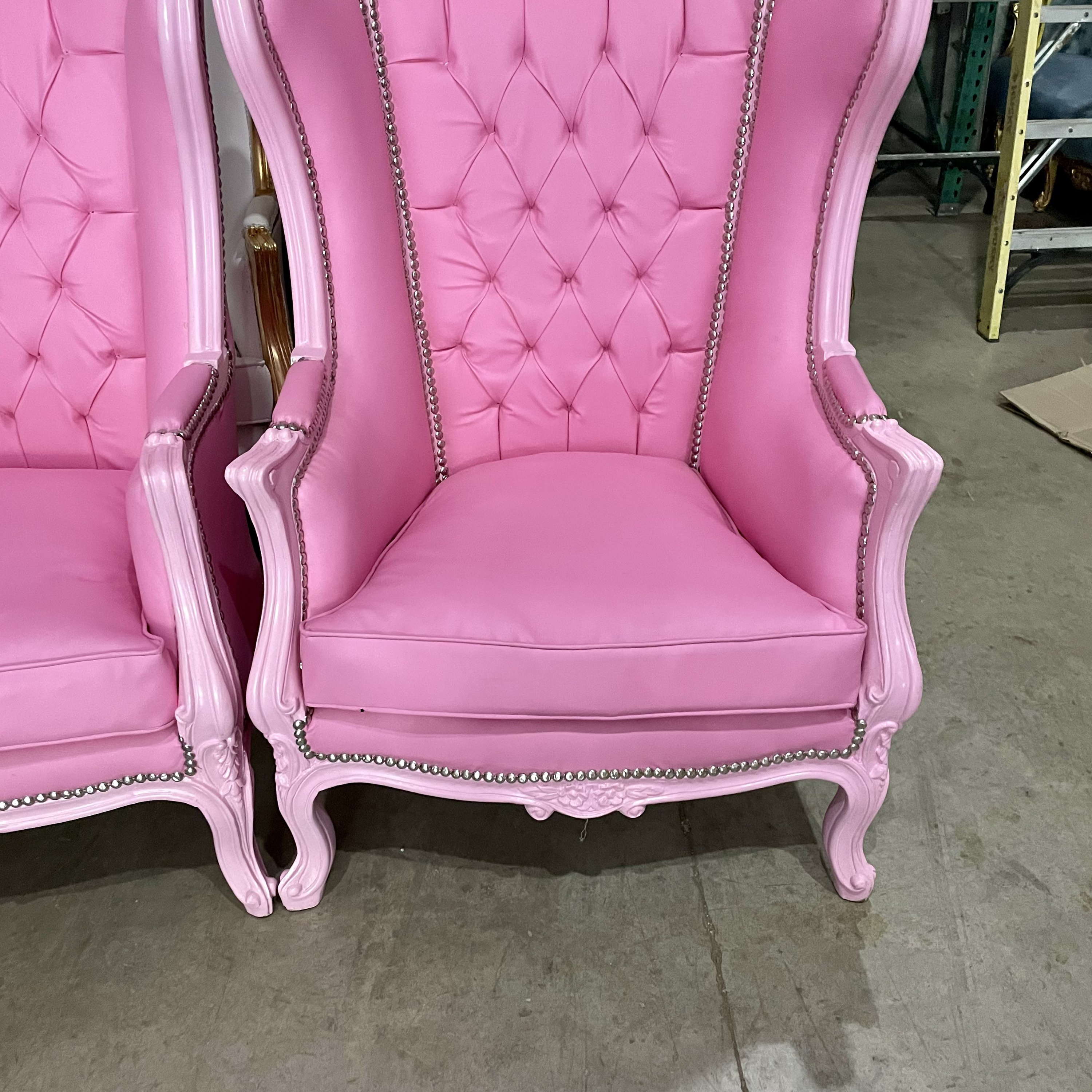 Pink Throne Chair Balloon Leather Chair French Tufted Chair Etsy