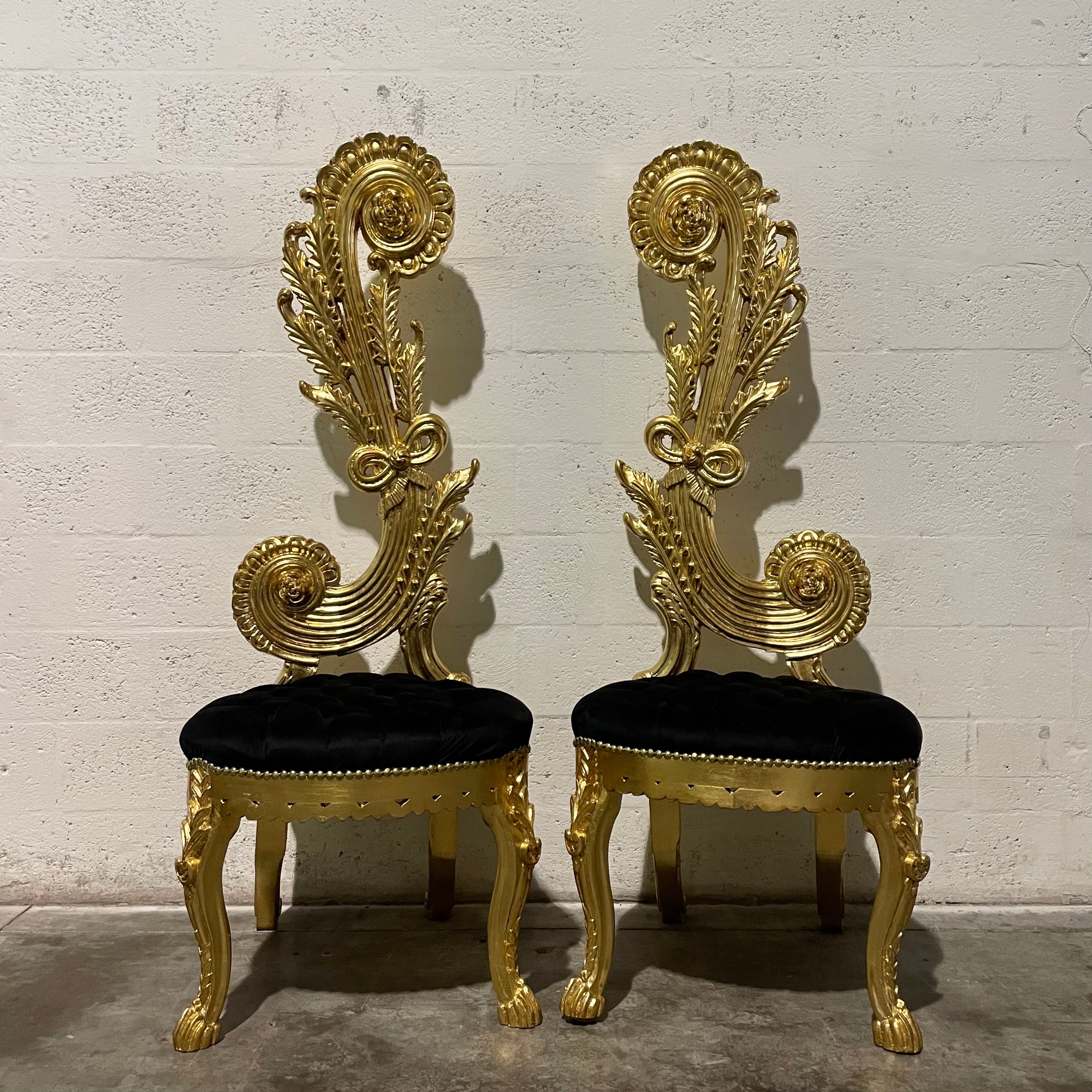 Italian Baroque Throne Chair High Back 65 Tall French Tufted Chair Rococo Furniture Vintage