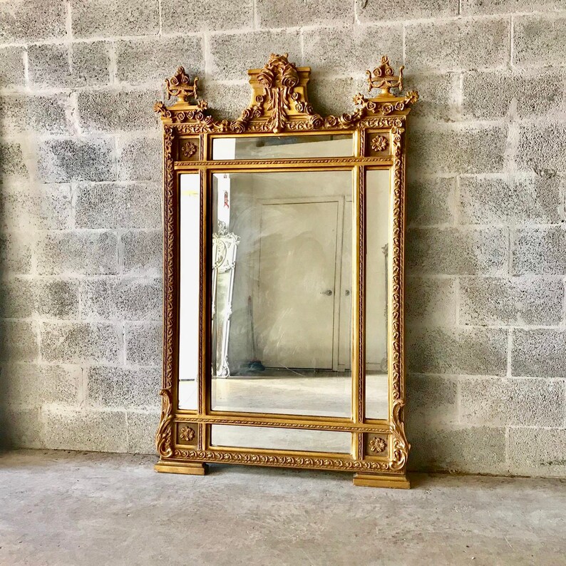 French Floor Mirror 67 H X 42 5 W Gold Heavy Throne Carved Great Condition Louis Xvi Rococo Furniture Baroque