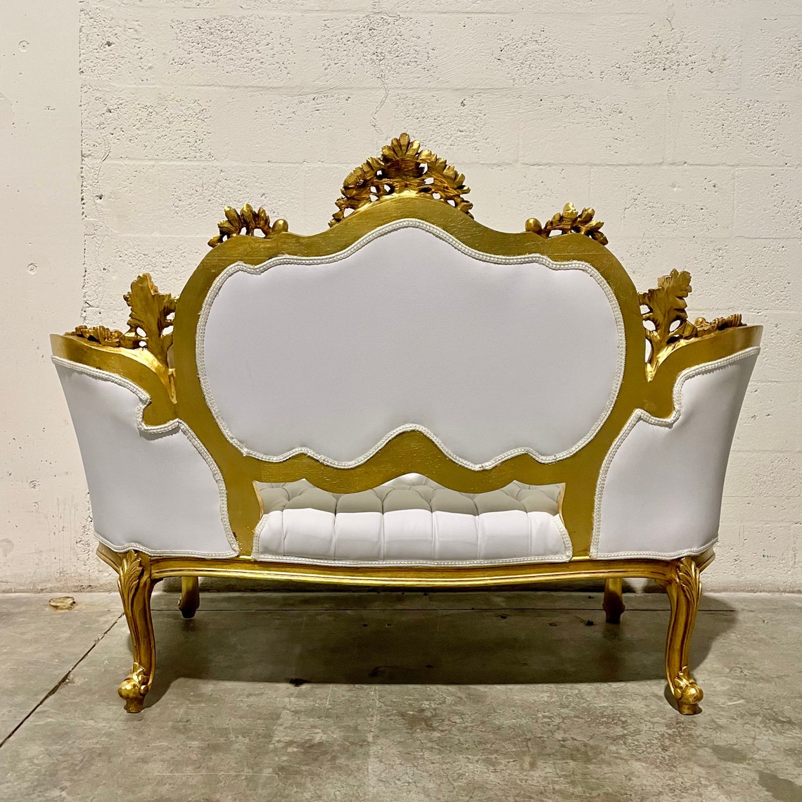 French Tufted Settee White Leather Wedding Sofa French Tufted Etsy