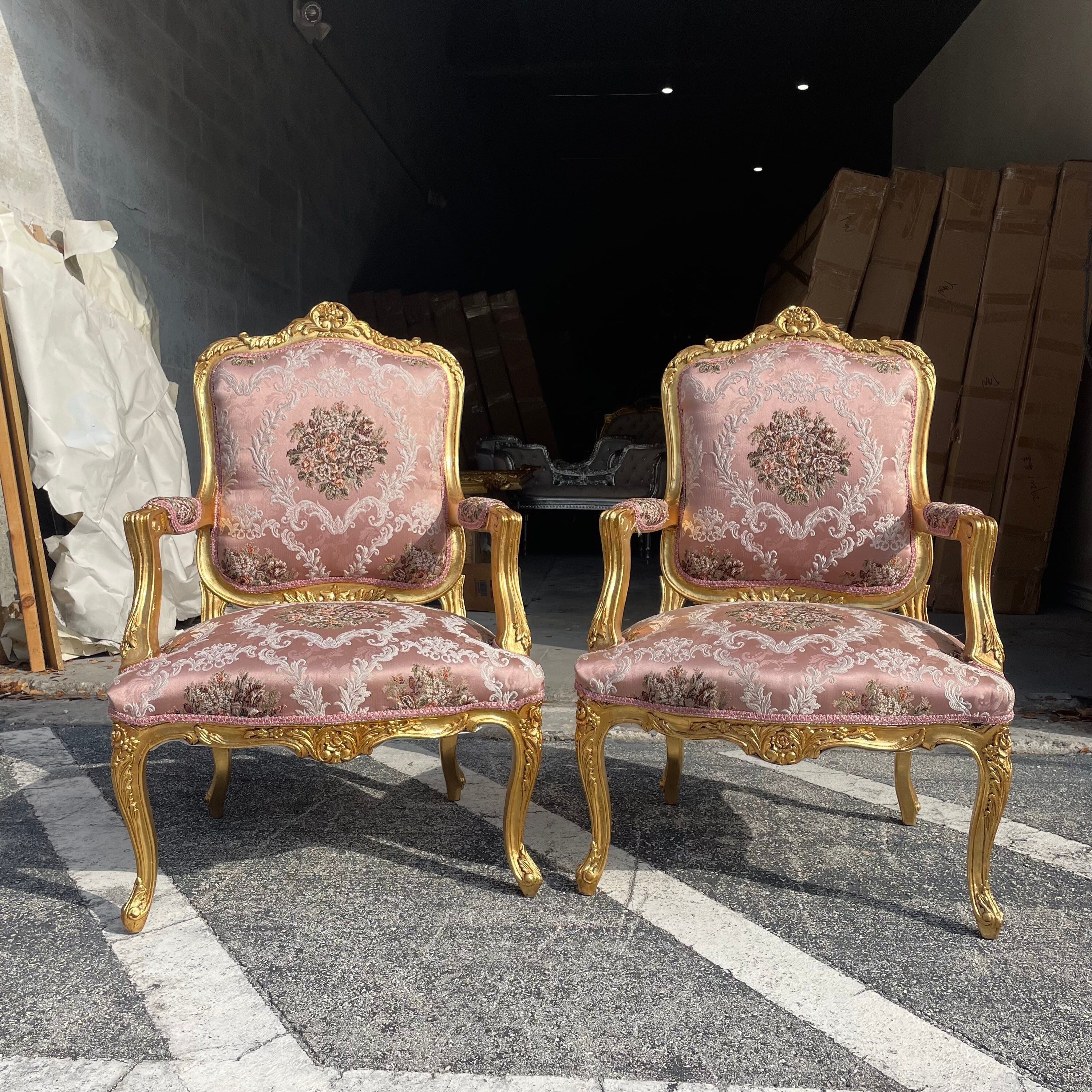 Gilt Arm Chairs - Antique French Empire Louis XV from Canonbury