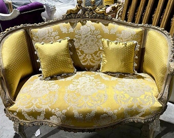 French Vintage Sofa French Settee  Baroque Furniture Rococo 24k gold New padding Interior Design Vintage