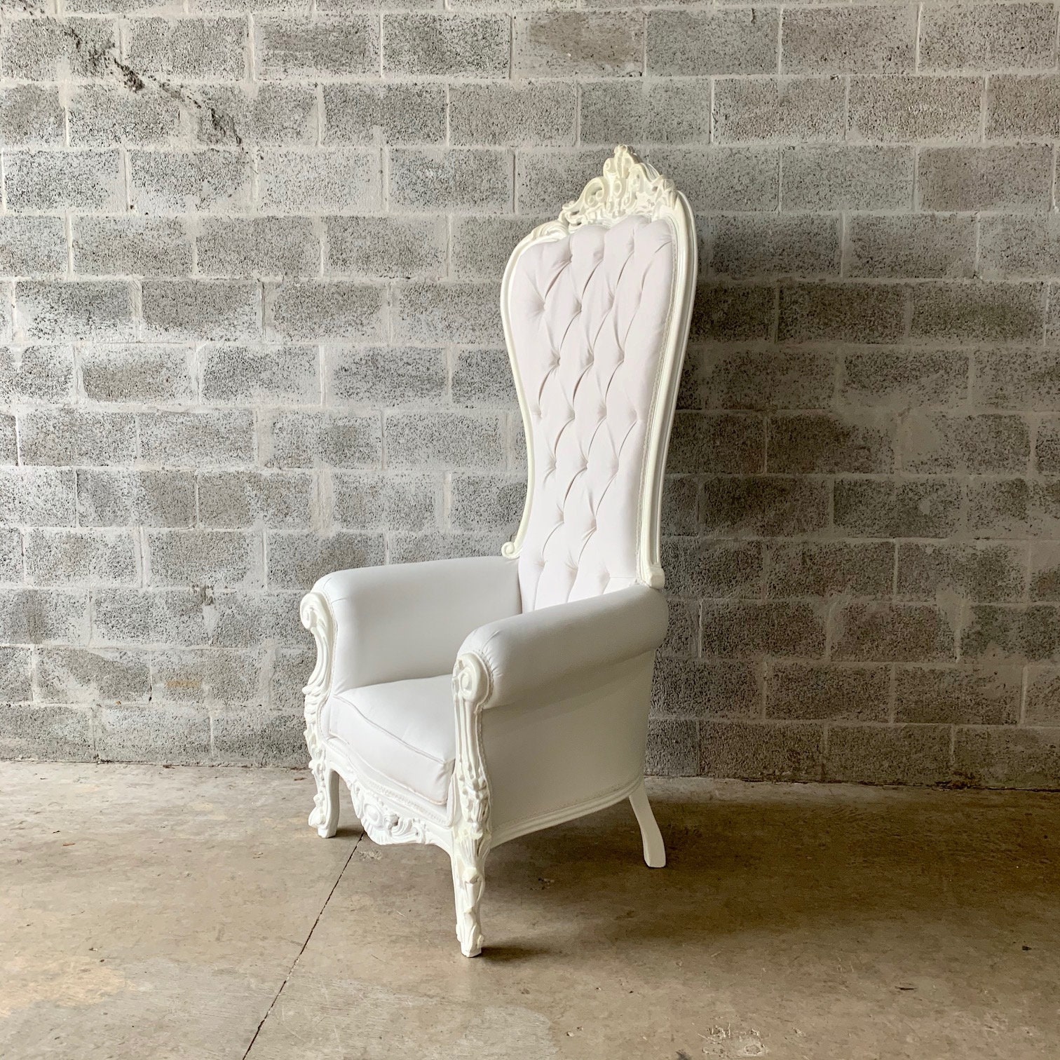 White Throne Chair White Leather Chair *2 Available French Chair Throne White Leather Chair