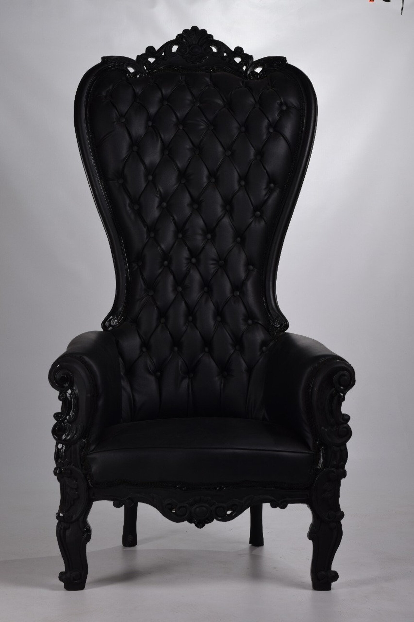 Black Throne Chair Black Leather Chair French Tufted Chair Etsy