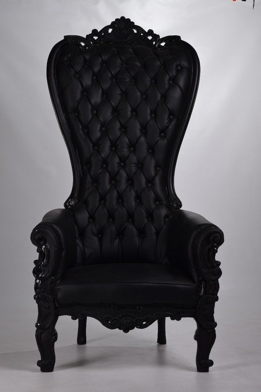 Black Throne *2 LEFT* Chair Black Leather Chair French Tufted Chair