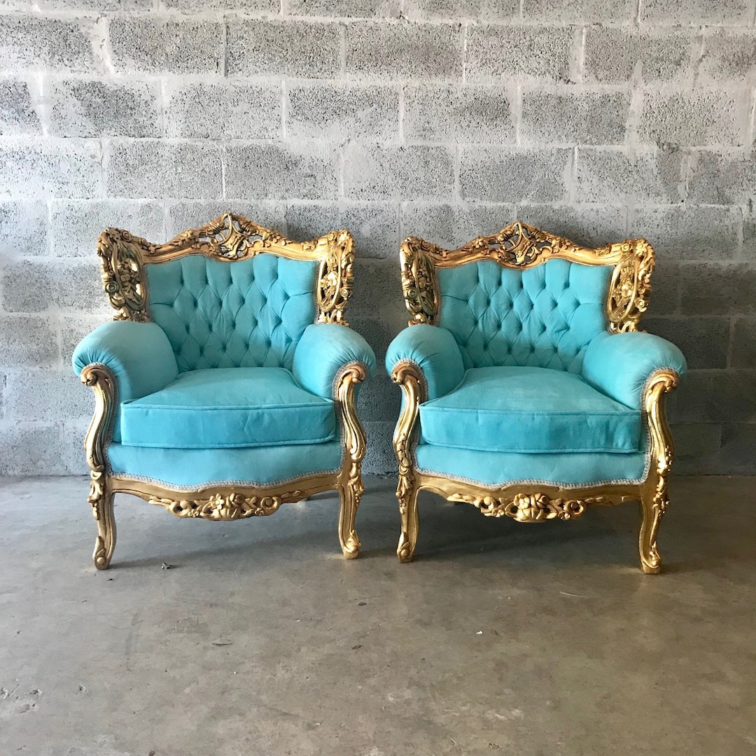 Pair of French Louis XIV Baroque style armchairs.