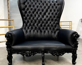 Black Throne Chair Double Throne 2 Seater Black Leather Chair 1