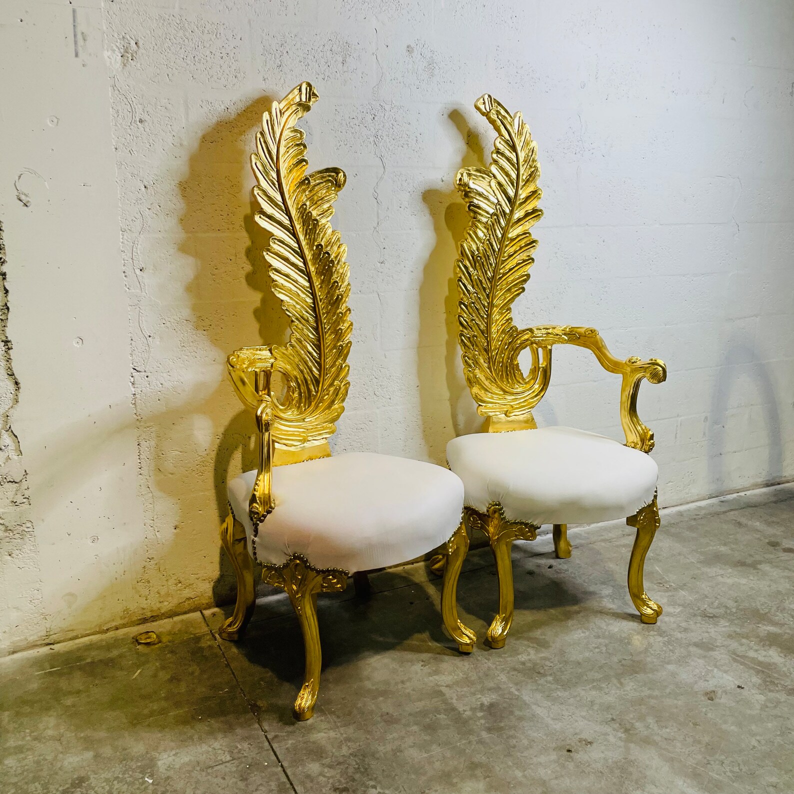 White Leather Vintage Chair French Chair Vintage Furniture Etsy