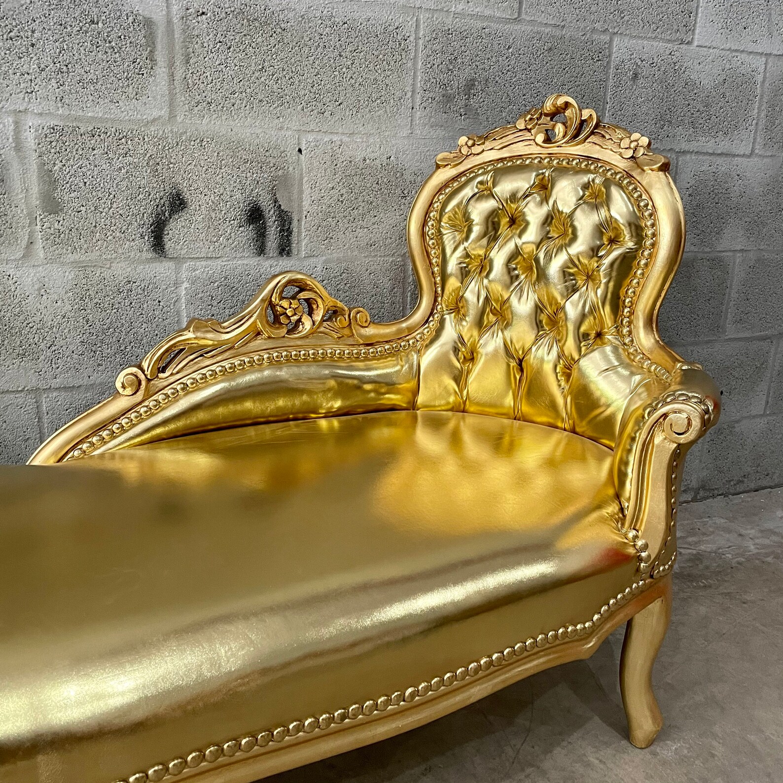 Vintage Chaise Lounge Furniture Sofa Gold Settee French Chaise Etsy