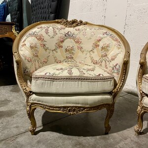 French Small Settee French Chair Vintage 3 Piece Set - Etsy