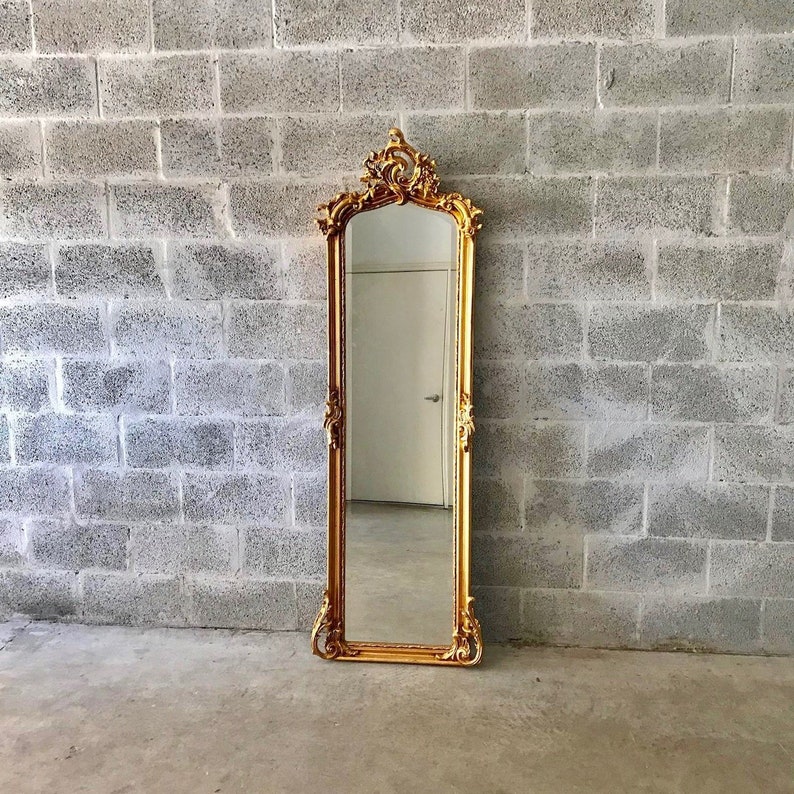 Baroque Mirror Antique Rococo Gold Leaf 70 Tall French Floor Interior Design Vintage Furniture