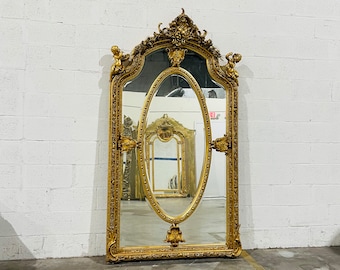 French Mirror *In Stock* 7.1" Feet Tall Baroque Mirror Rococo Mirror Vintage Mirror Vintage Mirror Gold Antique Furniture Interior Design