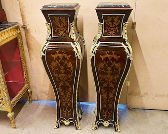 Copper Marble Topped Stand *SET* Italian Rococo Style Interior Design Outside Design Furniture Baroque French Style