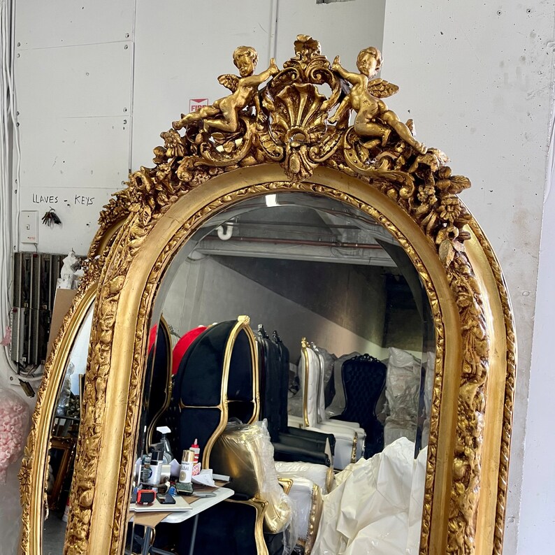 Vintage Mirror Refinished in Gold Leaf 74H Vintage Furniture Etsy