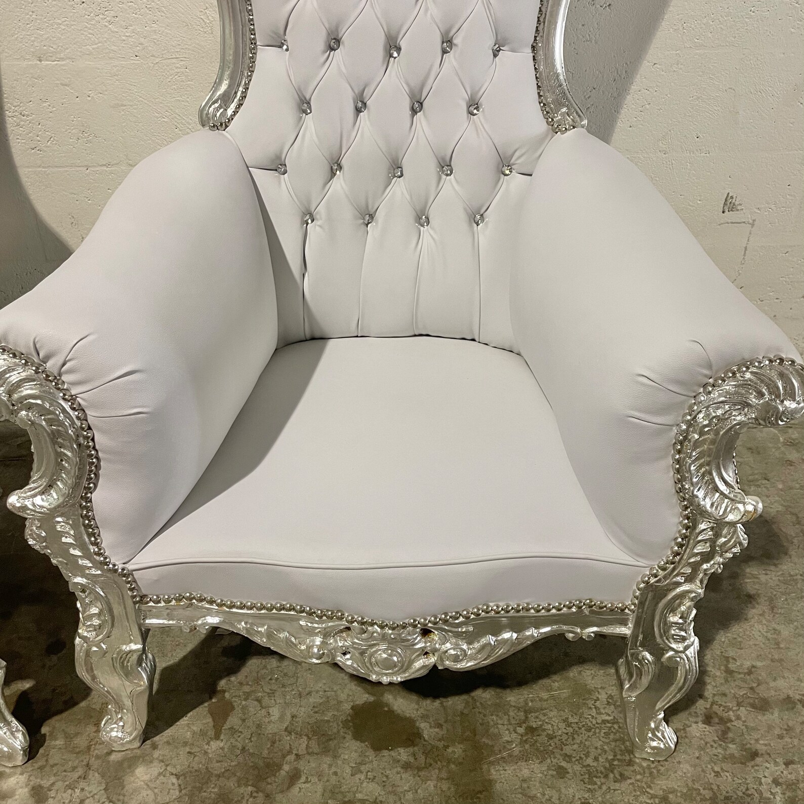 Silver Throne Chair White Leather Chair 2 Available French Etsy