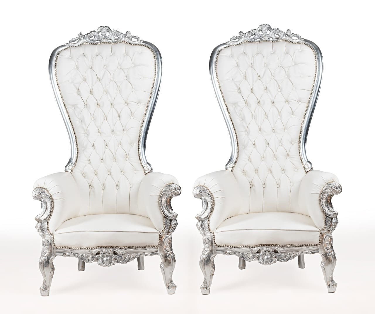 Silver and white throne chair deals