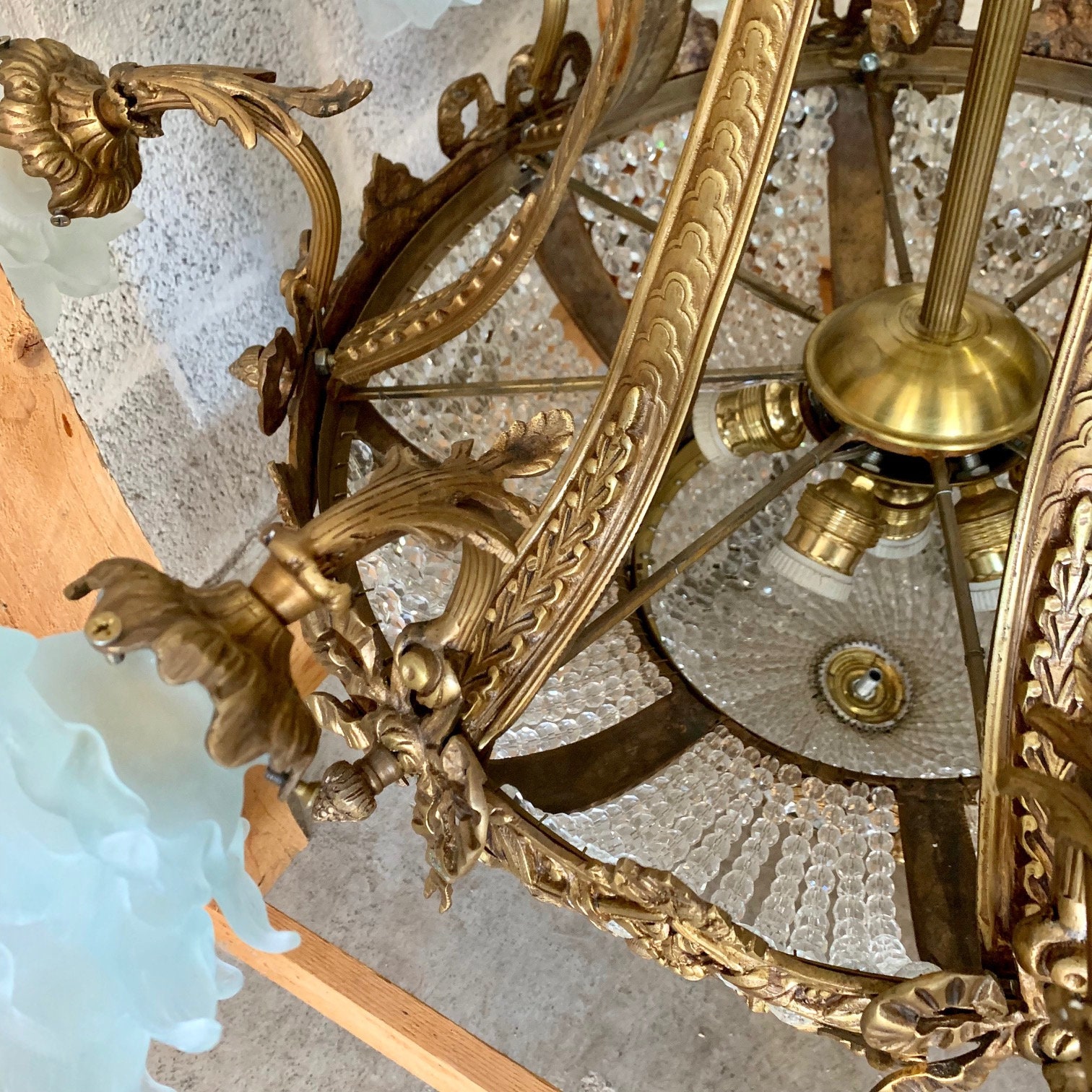 French Chandelier LARGE French Basket Chandelier Crystal Large Basket