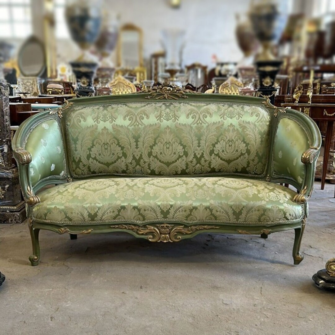 French Tufted Furniture Gold Sofa Vintage 24k Gold Vintage Furniture